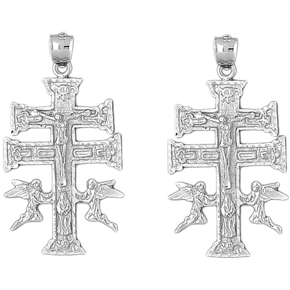 14K or 18K Gold 49mm Caravaca Crucifix Earrings