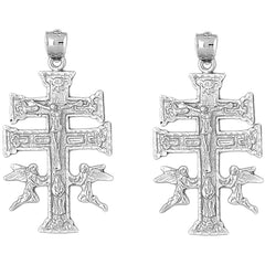 Sterling Silver 49mm Caravaca Crucifix Earrings