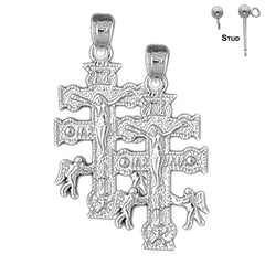 14K or 18K Gold Caravaca Crucifix Earrings