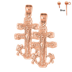 14K or 18K Gold Caravaca Crucifix Earrings