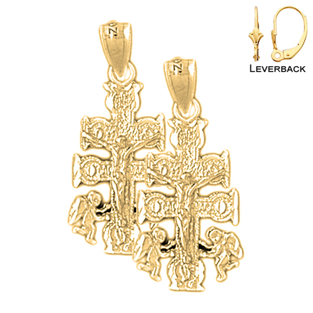 14K oder 18K Gold Caravaca Kruzifix Ohrringe