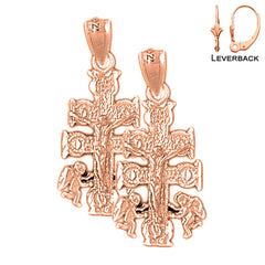 14K or 18K Gold Caravaca Crucifix Earrings