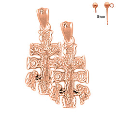 14K or 18K Gold Caravaca Crucifix Earrings