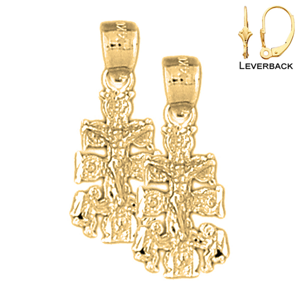 14K or 18K Gold Caravaca Crucifix Earrings