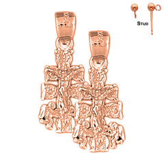 14K or 18K Gold Caravaca Crucifix Earrings