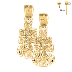 14K or 18K Gold Caravaca Crucifix Earrings