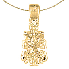 14K or 18K Gold Caravaca Crucifix Pendant