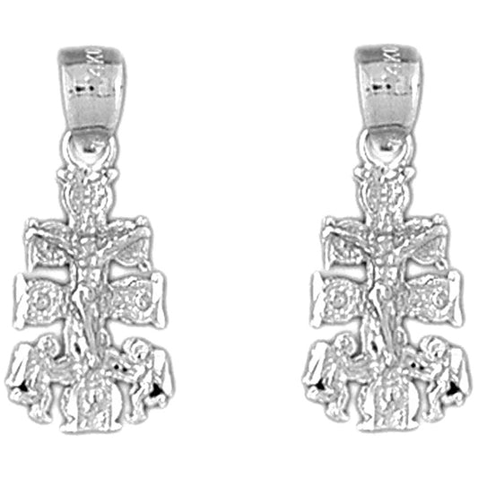 14K or 18K Gold 22mm Caravaca Crucifix Earrings