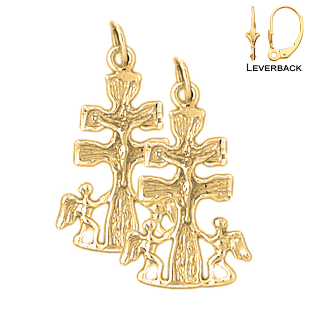14K oder 18K Gold Caravaca Kruzifix Ohrringe