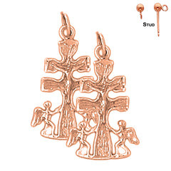 14K or 18K Gold Caravaca Crucifix Earrings