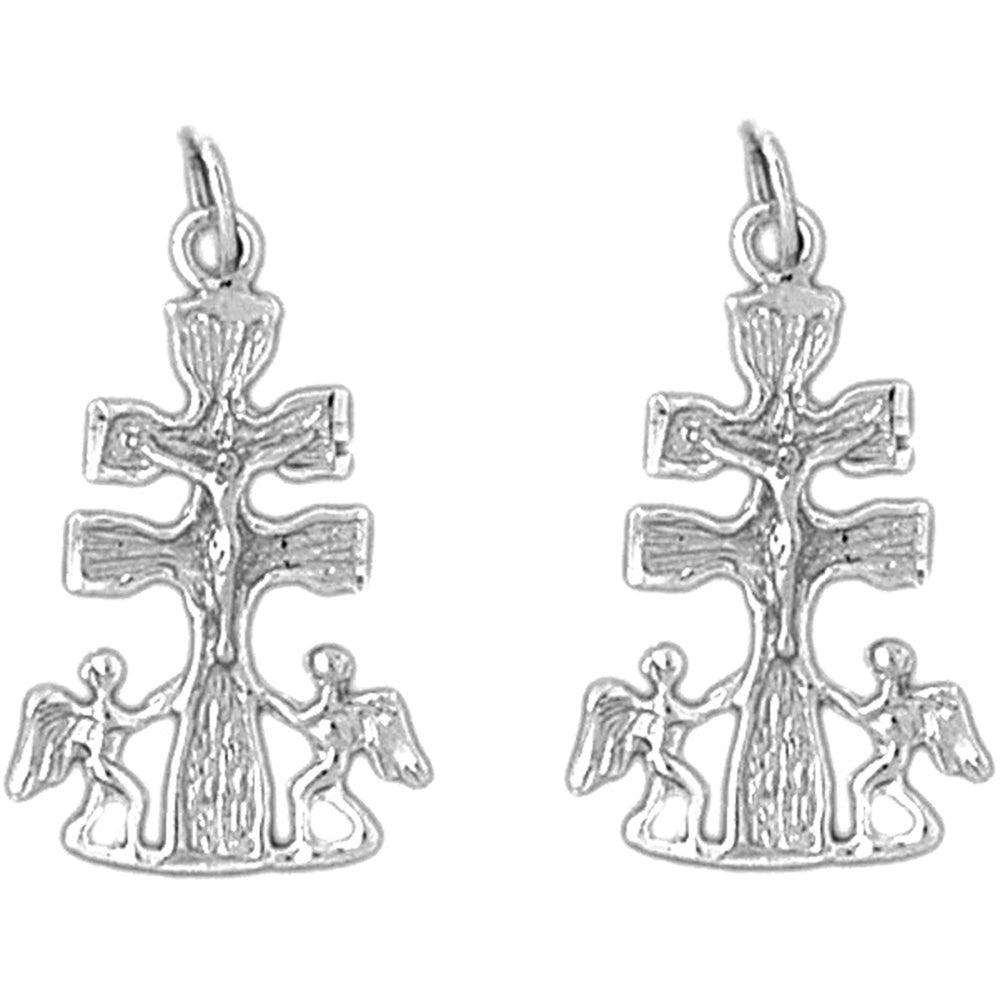 14K or 18K Gold 27mm Caravaca Crucifix Earrings