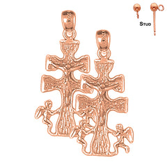 14K or 18K Gold Caravaca Crucifix Earrings