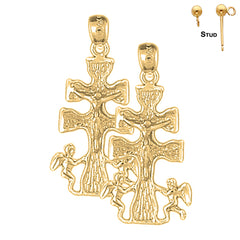 14K or 18K Gold Caravaca Crucifix Earrings