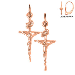 Pendientes de Crucifijo INRI de Oro de 14K o 18K