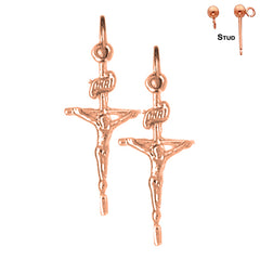 Pendientes de Crucifijo INRI de Oro de 14K o 18K