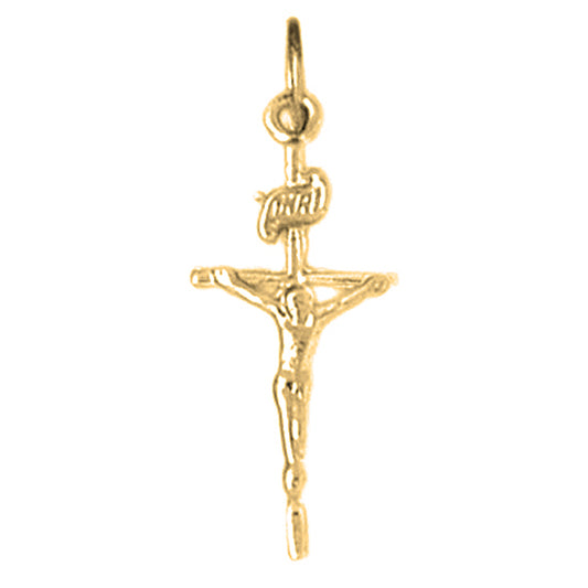 14K or 18K Gold INRI Crucifix Pendant