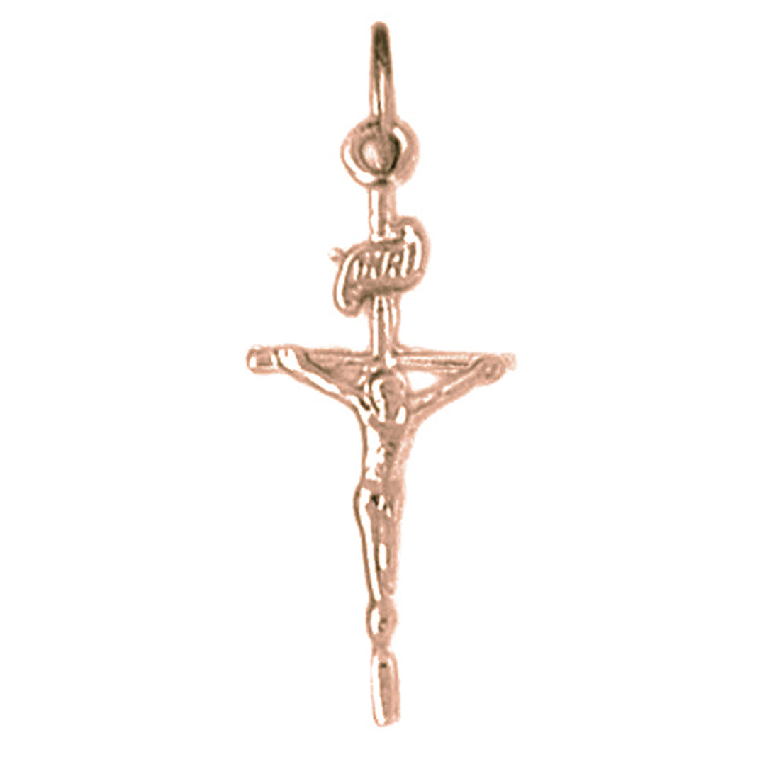 14K or 18K Gold INRI Crucifix Pendant