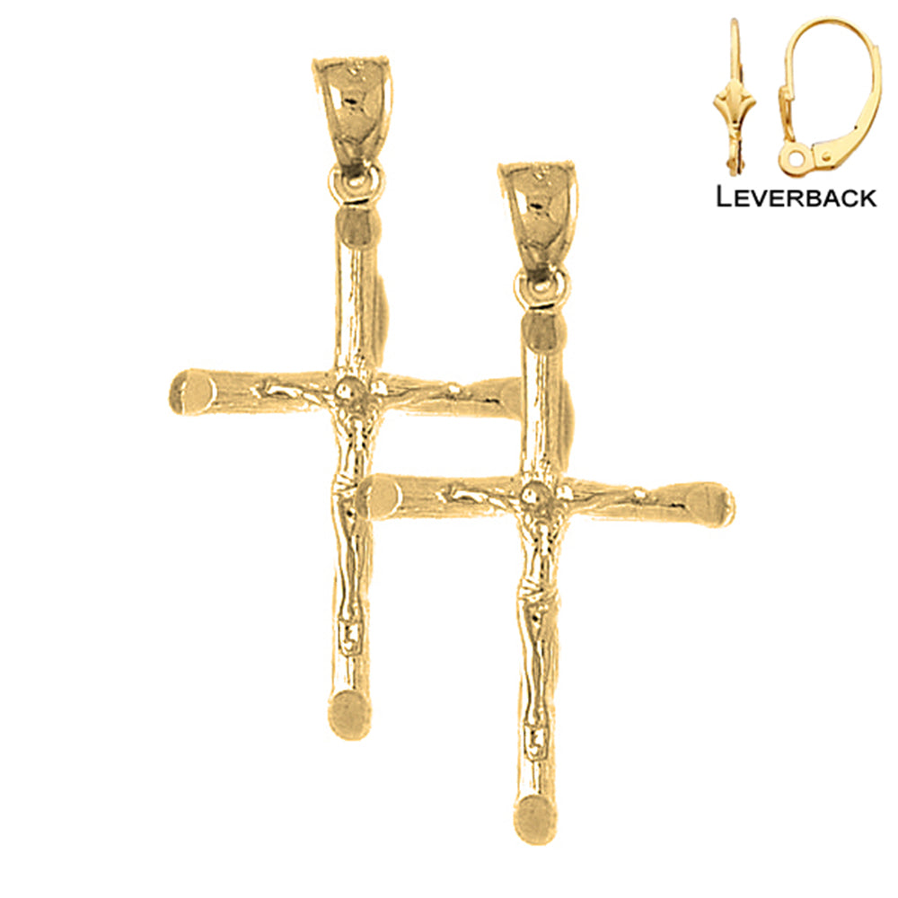 14K or 18K Gold Latin Crucifix Earrings