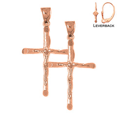 Pendientes de Crucifijo Latino de Oro de 14K o 18K