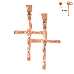 Pendientes de Crucifijo Latino de Oro de 14K o 18K