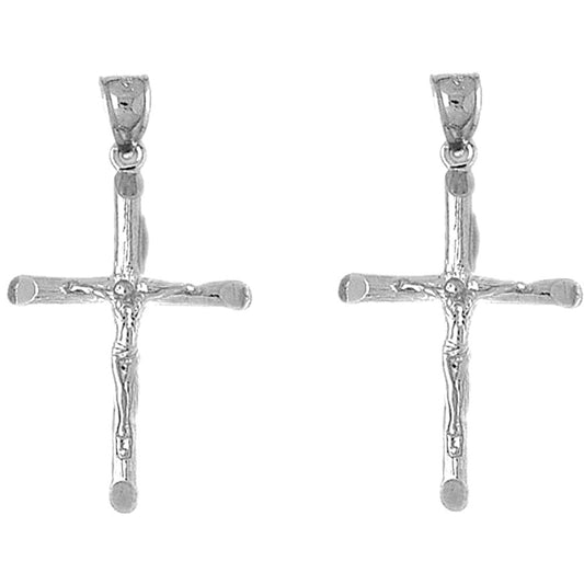 14K or 18K Gold 40mm Latin Crucifix Earrings