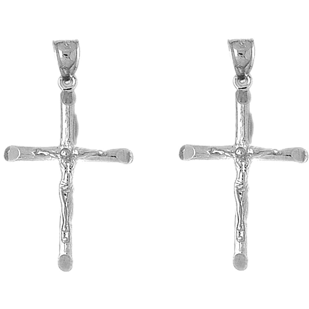 Sterling Silver 40mm Latin Crucifix Earrings