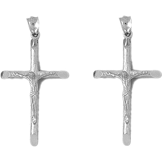 Sterling Silver 48mm Latin Crucifix Earrings