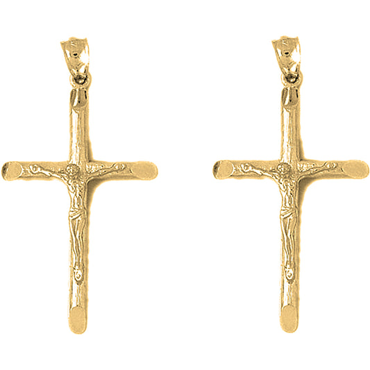 14K or 18K Gold 48mm Latin Crucifix Earrings
