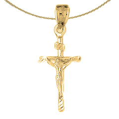 14K or 18K Gold Hollow INRI Crucifix Pendant