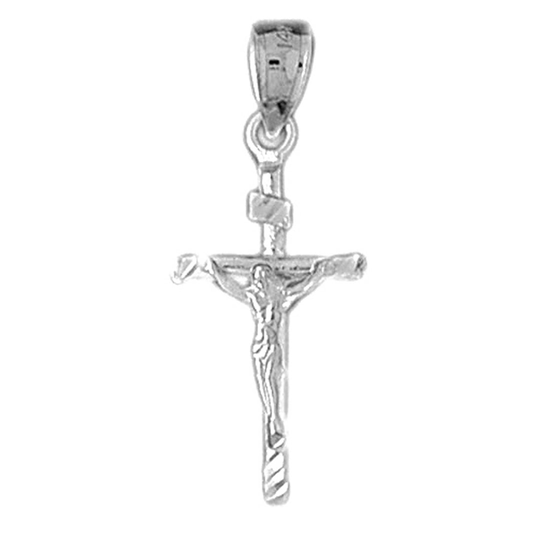 14K or 18K Gold Hollow INRI Crucifix Pendant