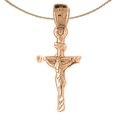 14K or 18K Gold Hollow INRI Crucifix Pendant