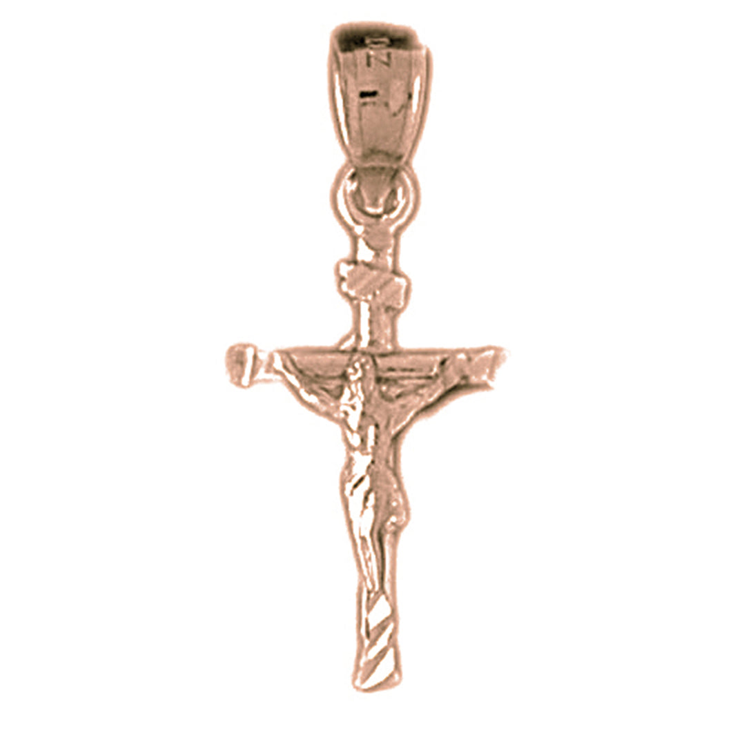 14K or 18K Gold Hollow INRI Crucifix Pendant