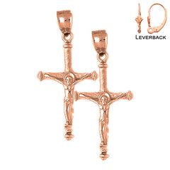 14K or 18K Gold Hollow Latin Crucifix Earrings