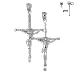 14K or 18K Gold Hollow Latin Crucifix Earrings