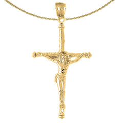 Hohler lateinischer Kruzifix-Anhänger aus 10 Karat, 14 Karat oder 18 Karat Gold