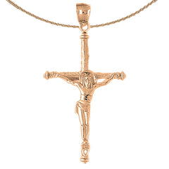 Hohler lateinischer Kruzifix-Anhänger aus 10 Karat, 14 Karat oder 18 Karat Gold