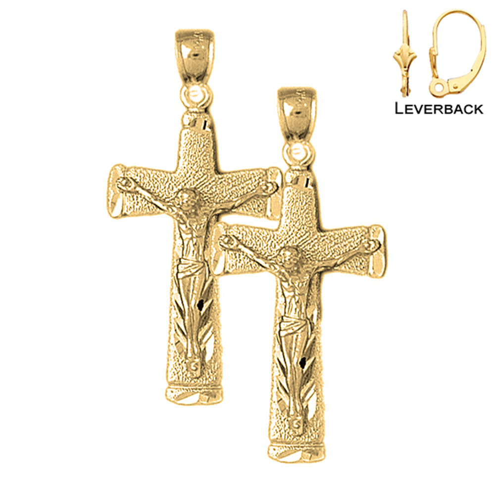 14K or 18K Gold Latin Crucifix Earrings