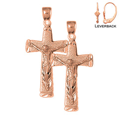 14K or 18K Gold Latin Crucifix Earrings