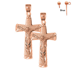 Pendientes de Crucifijo Latino de Oro de 14K o 18K