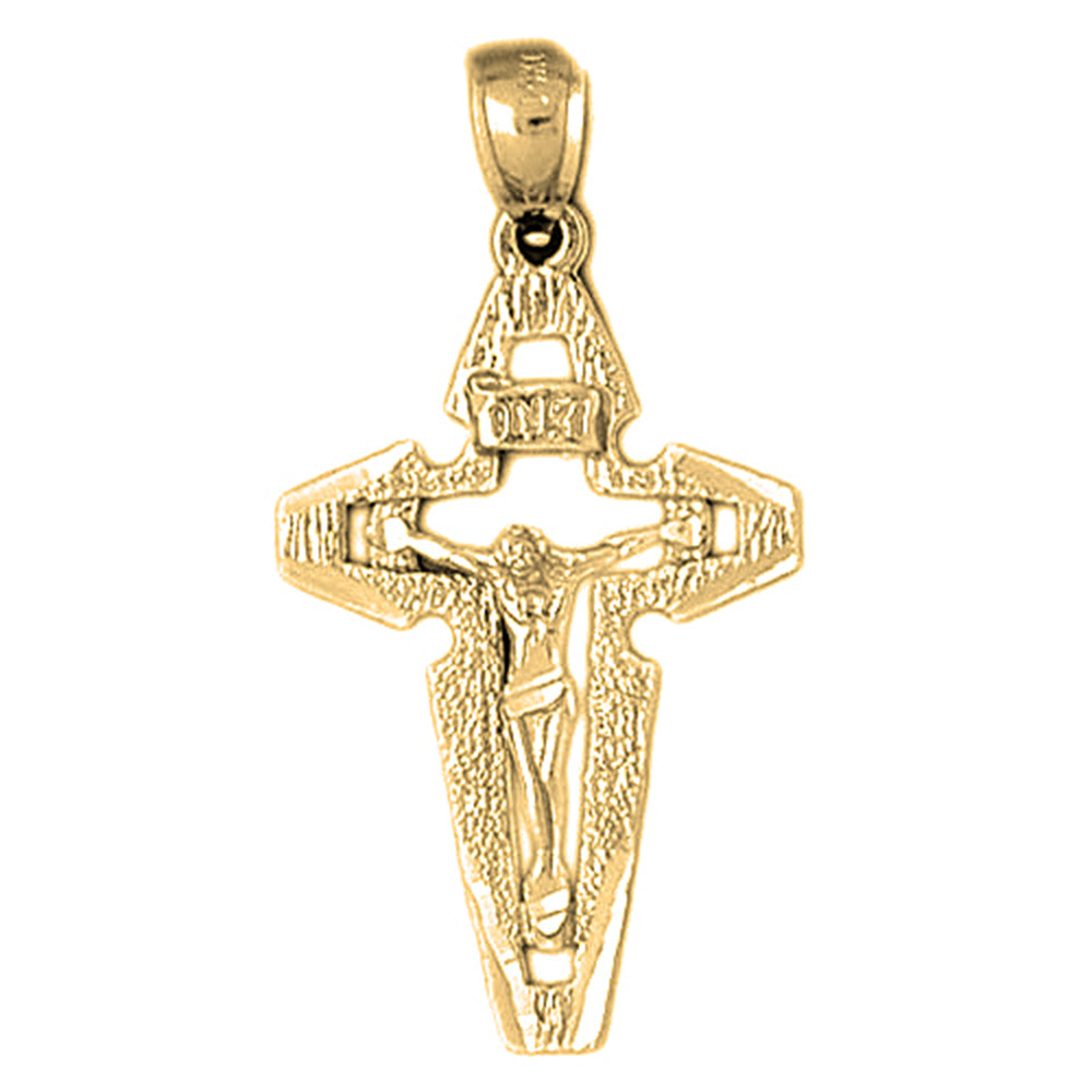 10K, 14K or 18K Gold INRI Crucifix Pendant