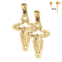 Pendientes de crucifijo INRI de plata de ley de 39 mm (chapados en oro blanco o amarillo)