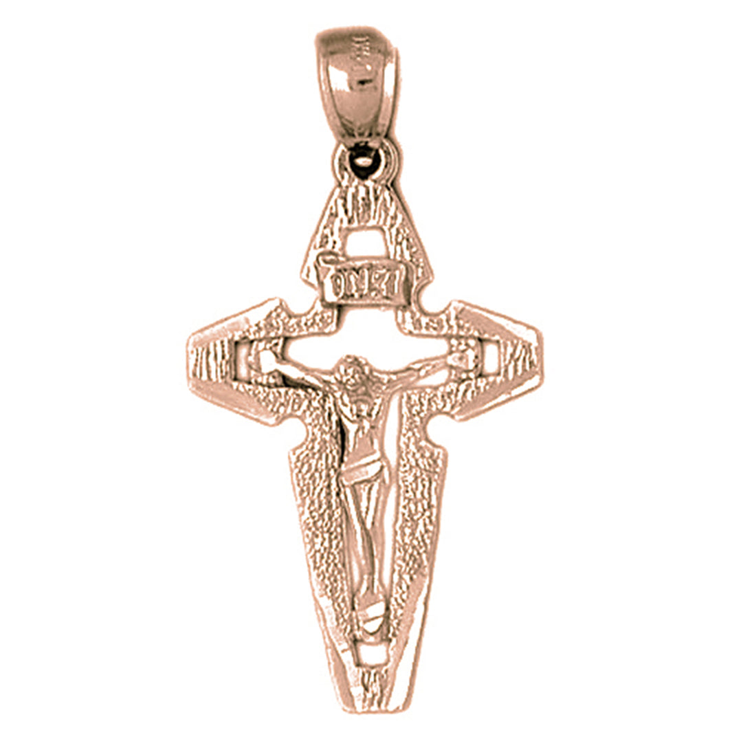 10K, 14K or 18K Gold INRI Crucifix Pendant