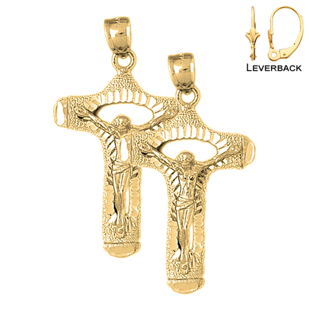 Pendientes Crucifijo de Oro de 14K o 18K