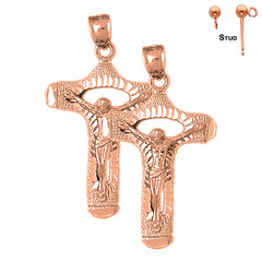 14K or 18K Gold Crucifix Earrings