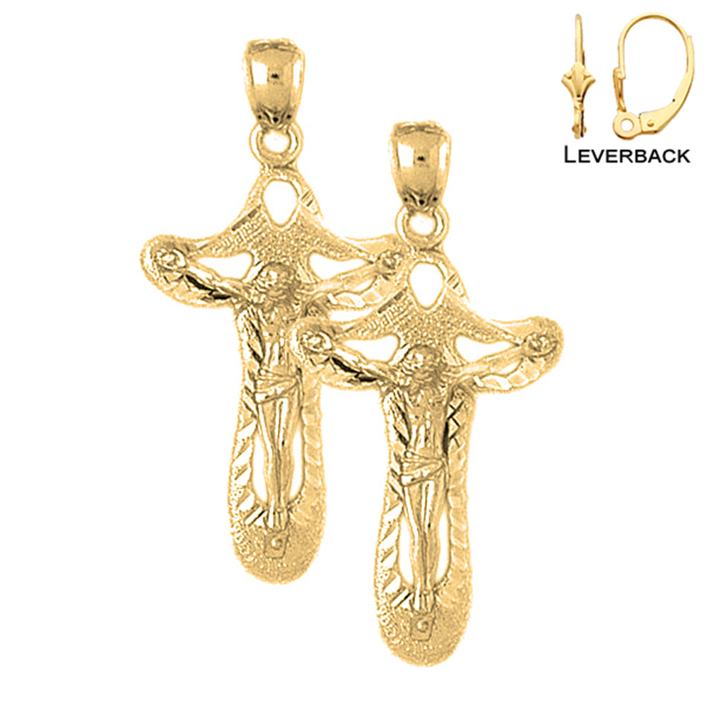 Pendientes Crucifijo de Oro de 14K o 18K