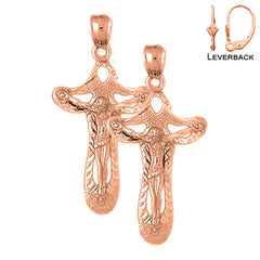 Pendientes Crucifijo de Oro de 14K o 18K