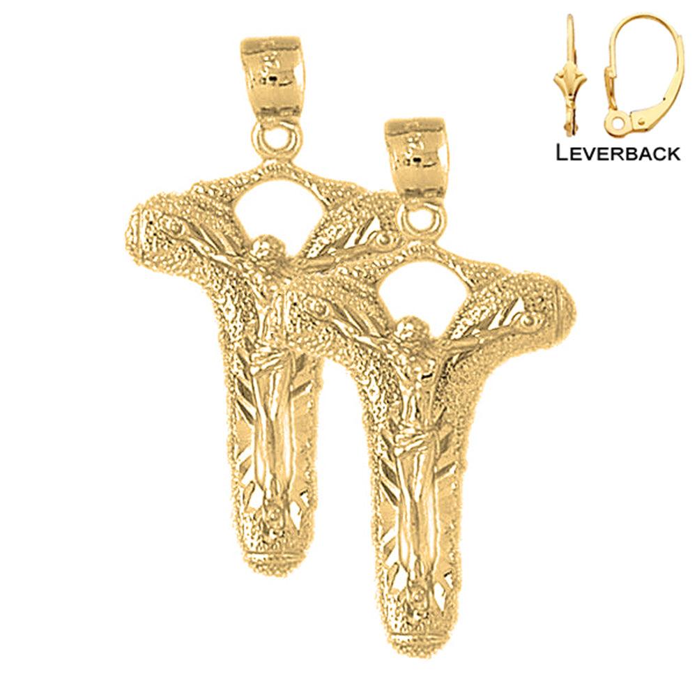 14K or 18K Gold Crucifix Earrings