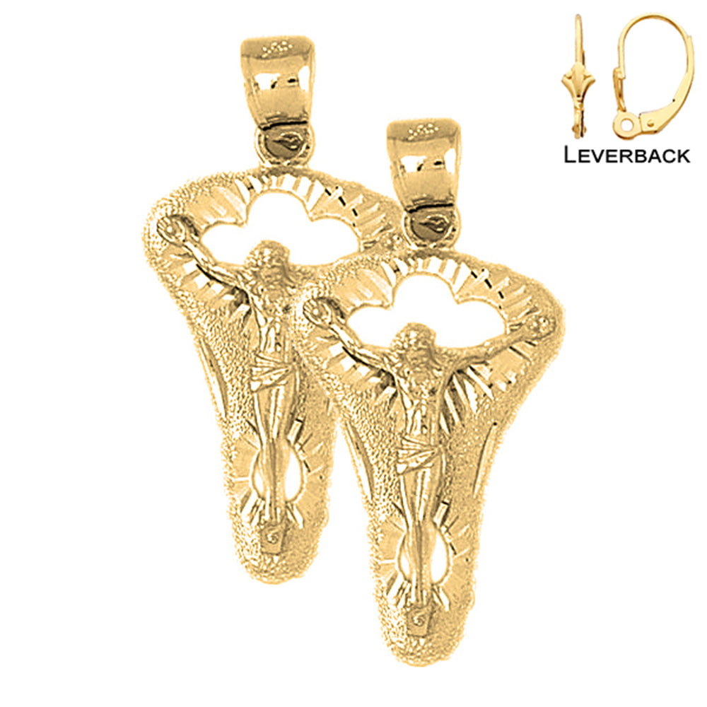 Pendientes Crucifijo de Oro de 14K o 18K