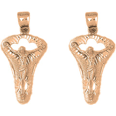 14K or 18K Gold 38mm Crucifix Earrings