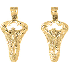 Yellow Gold-plated Silver 38mm Crucifix Earrings